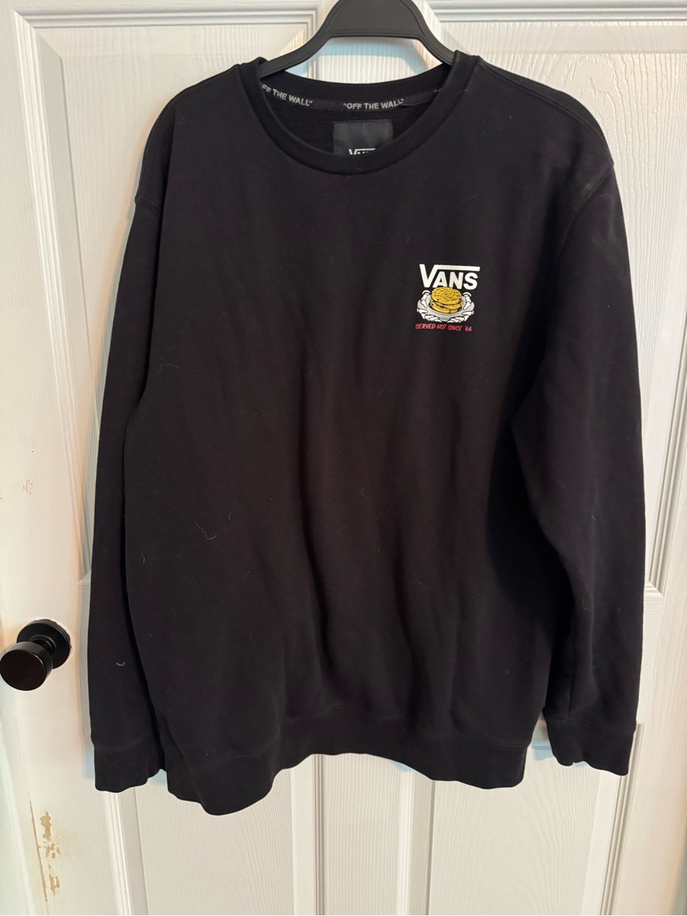 Vans Off The Waffles Crewneck Sweatshirt XL Black Graphic Skull